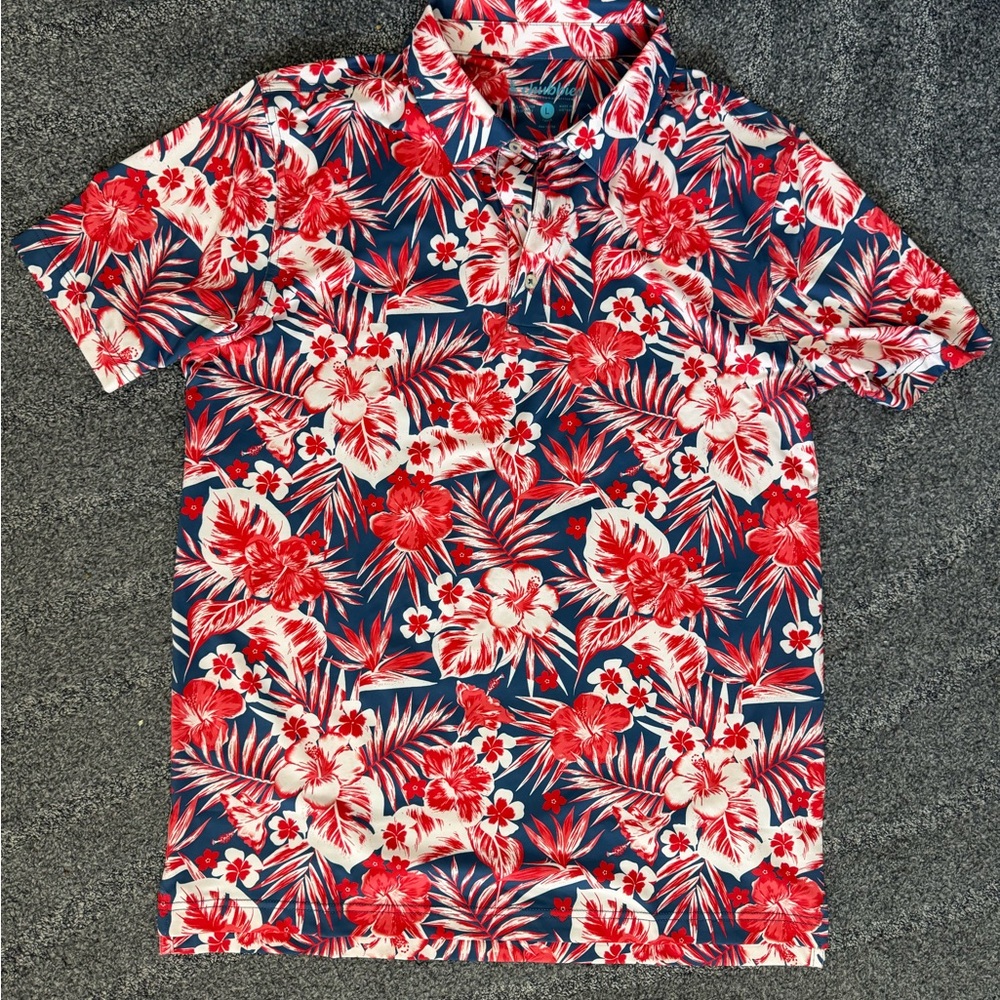 Chubbies Mens Performance Polo L Hawaiian Floral